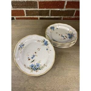 Mikasa Garden Club Day Dreams EC461 Set of 5 Salad Plates 8" Blue Floral